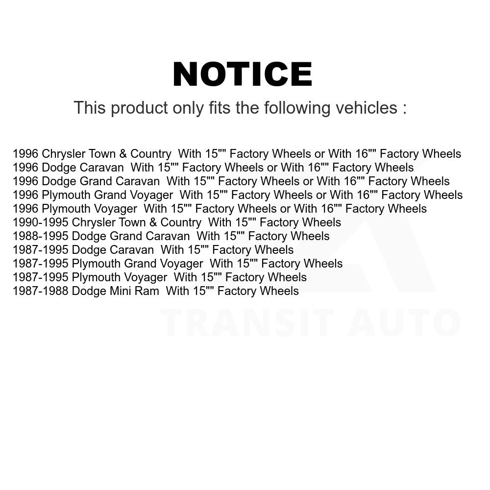 Front Brake Rotors Pair For Dodge Plymouth Grand Caravan Voyager Chrysler Town &