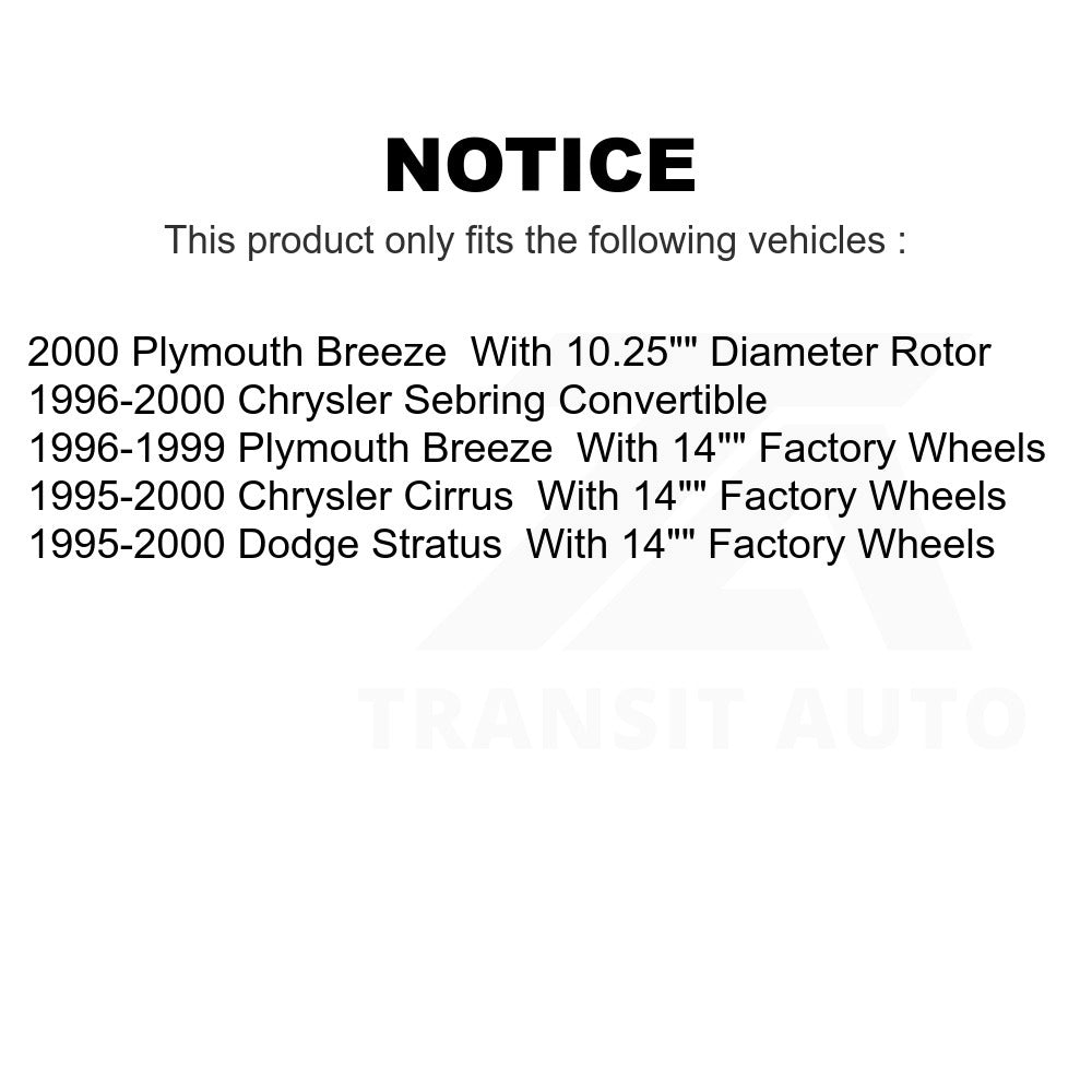 Front Brake Rotor Pair For Chrysler Sebring Dodge Stratus Cirrus Plymouth Breeze