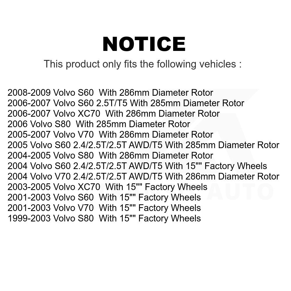 Front Disc Brake Rotors Pair For Volvo S60 V70 XC70 S80