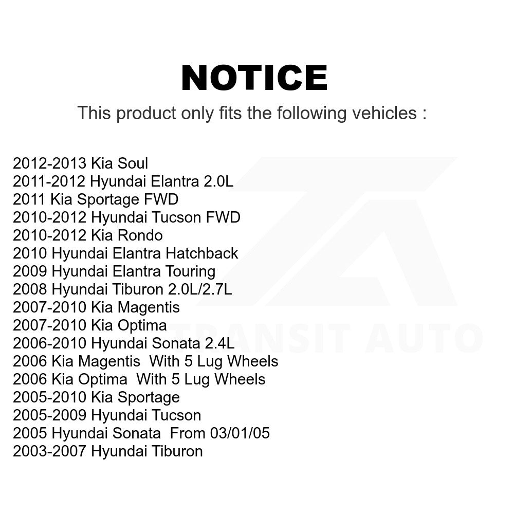 Front Brake Rotor Pair For Hyundai Kia Sonata Elantra Tucson Soul Sportage Rondo