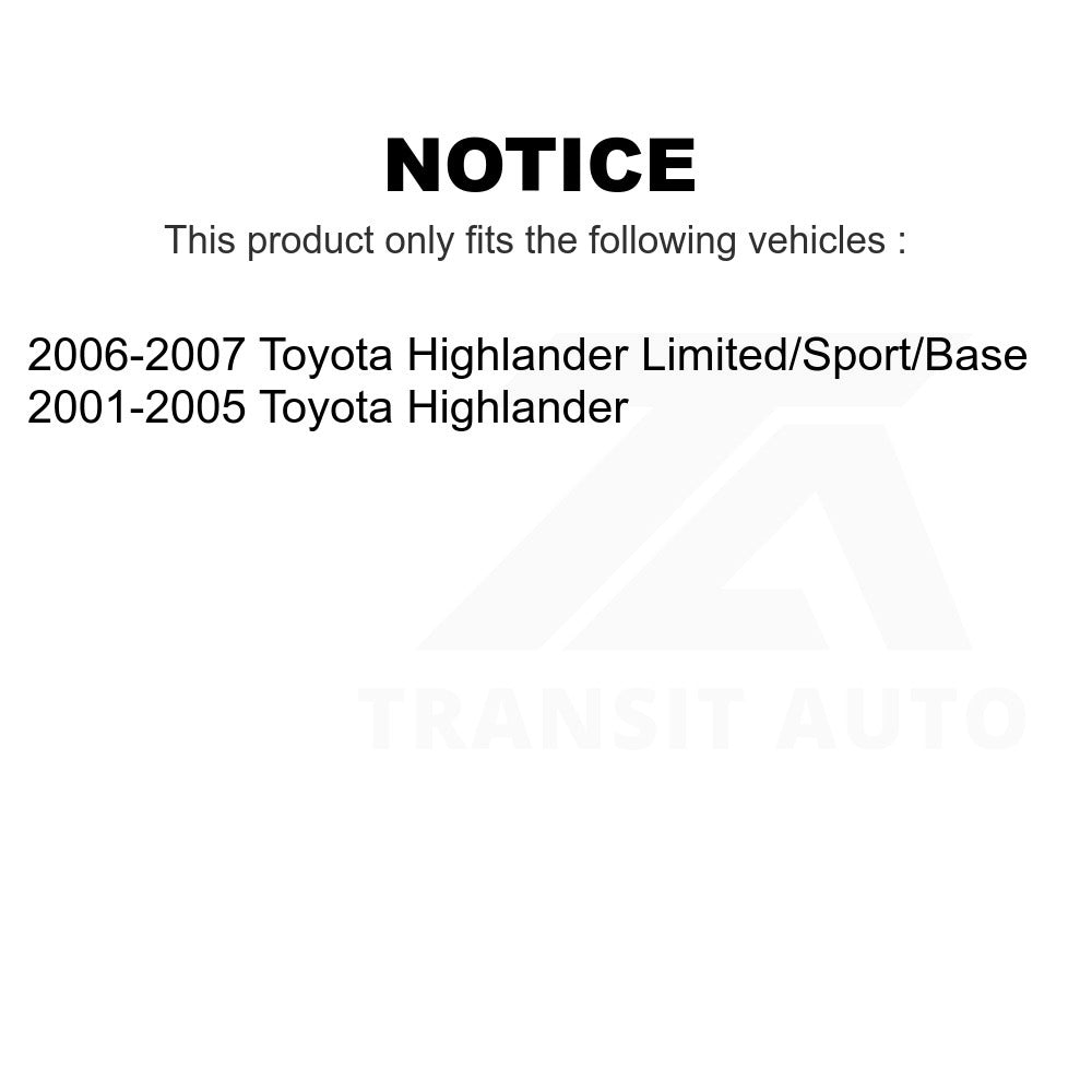 Front Disc Brake Rotors Pair For Toyota Highlander