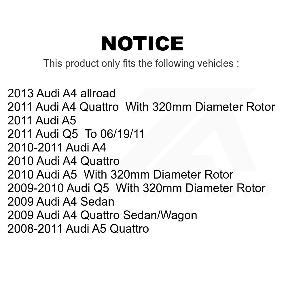Front Disc Brake Rotors Pair For Audi A4 Quattro Q5 A5 allroad
