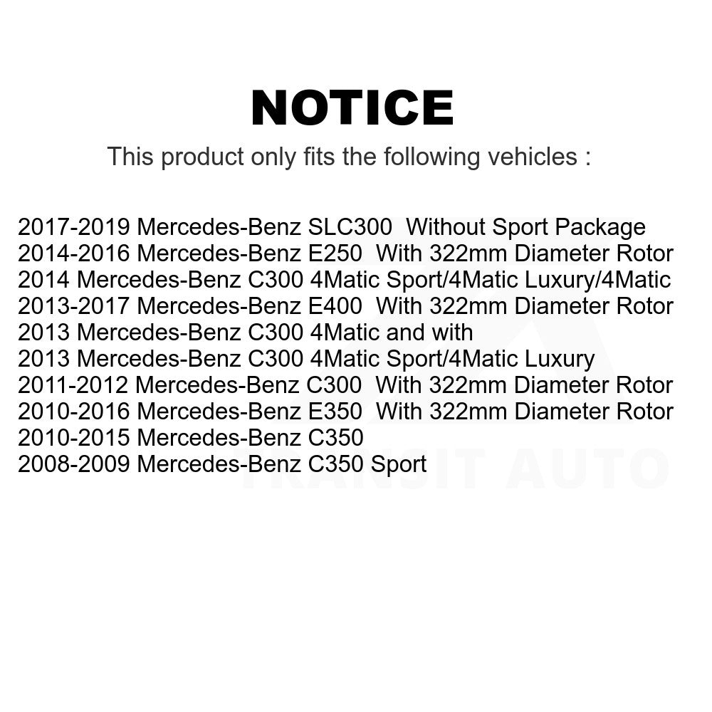 Front Disc Brake Rotors Pair For Mercedes-Benz E350 C300 C350 E400 SLC300 E250