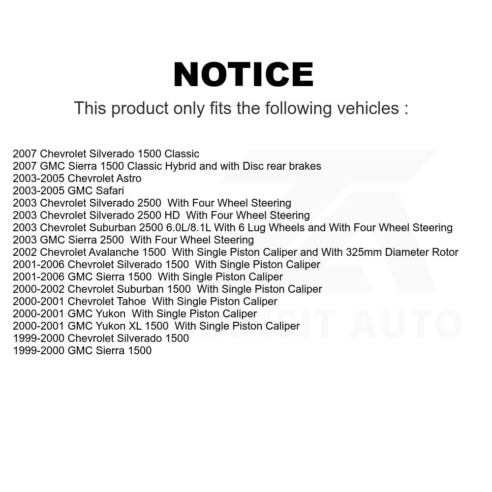 Rear Brake Rotors Pair For Chevrolet Silverado 1500 GMC Sierra Suburban Tahoe HD