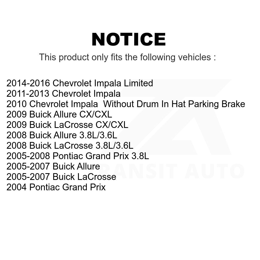 Rear Brake Rotors Pair For Chevrolet Impala Pontiac Grand Prix Buick LaCrosse