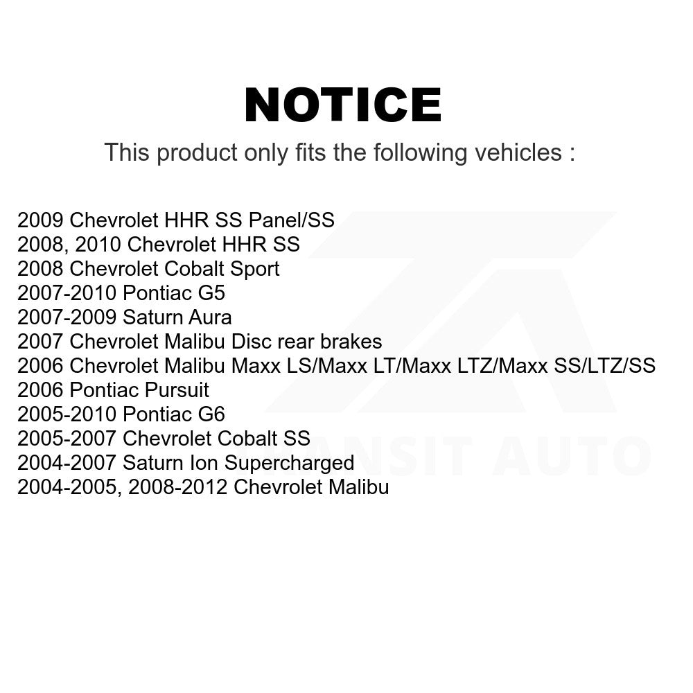 Rear Brake Rotor Pair For Chevrolet Malibu Pontiac G6 Cobalt Saturn Ion HHR Aura