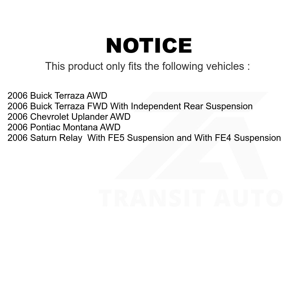 Paire de rotors de frein arrière pour Chevrolet Uplander Pontiac Montana Buick Terraza relais 