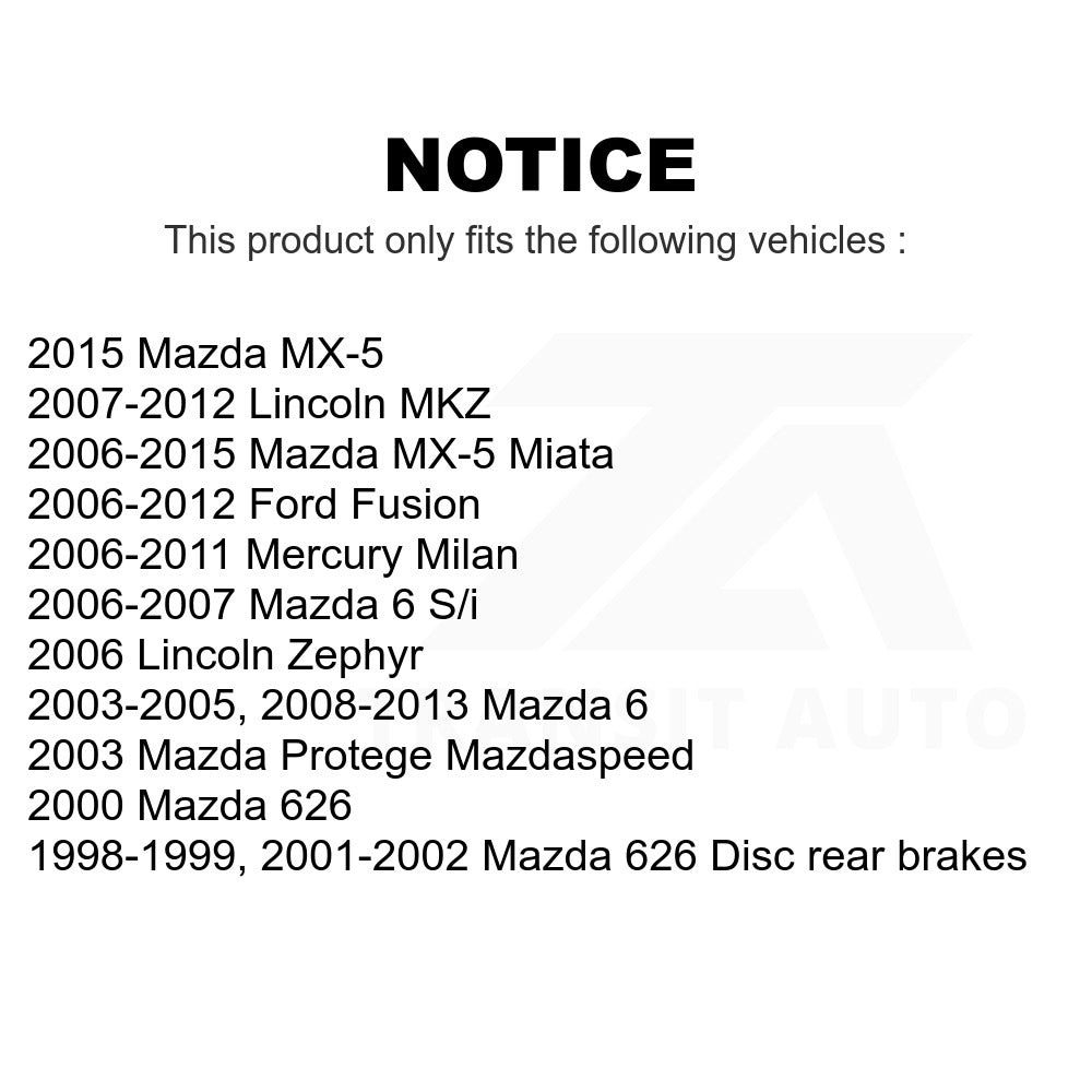 Rear Brake Rotor Pair For Ford Fusion Mazda 6 Lincoln MKZ Mercury Milan MX-5 626