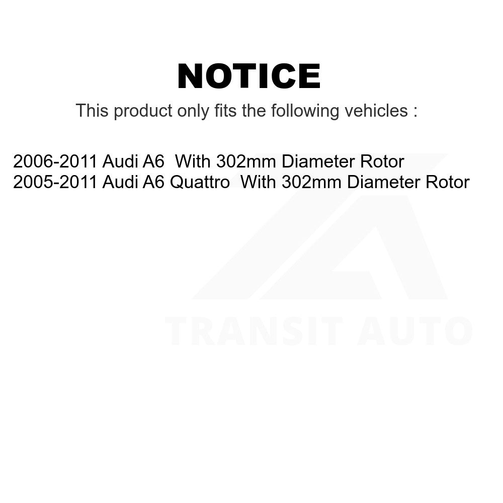 Rear Disc Brake Rotors Pair For Audi A6 Quattro With 302mm Diameter Rotor