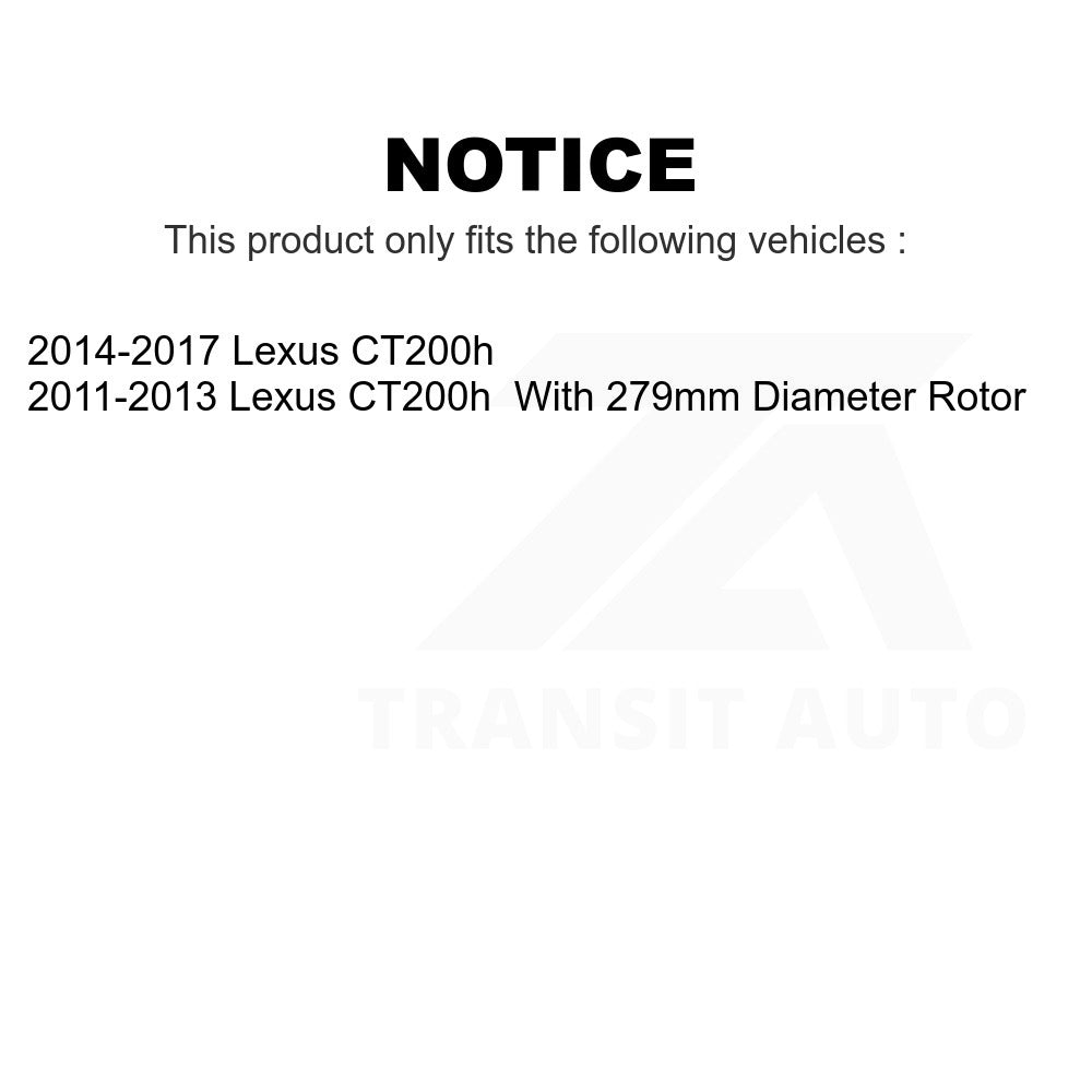 Rear Disc Brake Rotors Pair For Lexus CT200h