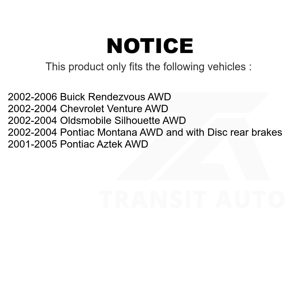 Front Rear Brake Rotors Kit For Buick Rendezvous Chevrolet Venture Pontiac Aztek