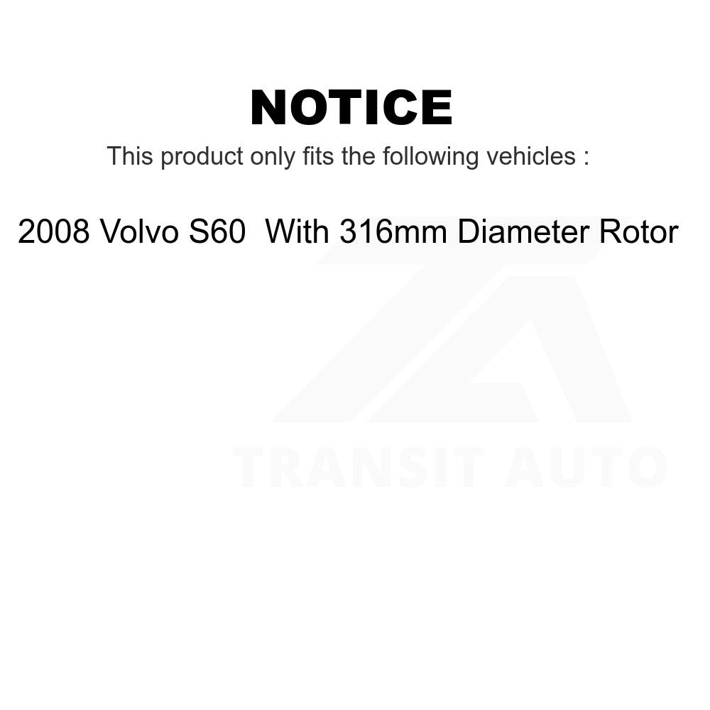 Front Rear Disc Brake Rotors Kit For 2008 Volvo S60 With 316mm Diameter Rotor