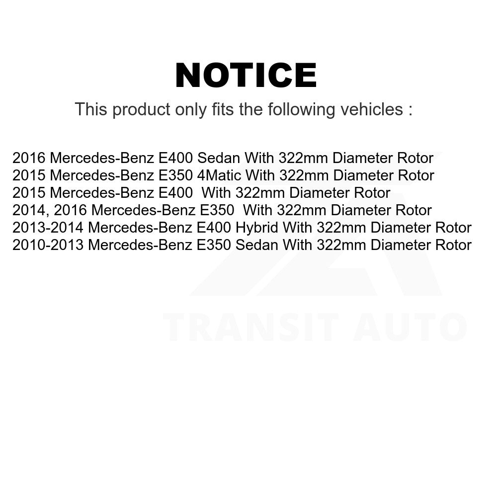 Front Rear Brake Rotor Kit For Mercedes-Benz E350 E400 With 322mm Diameter