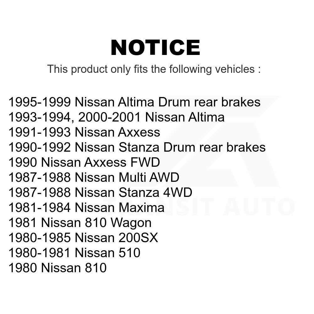 Rear Brake Drums Pair For Nissan Altima Stanza 200SX Maxima 510 Axxess 810 Multi