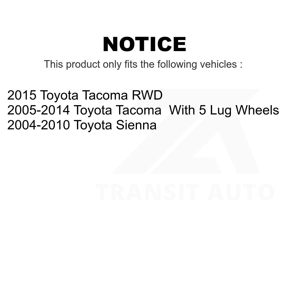 Rear Brake Drums Pair For Toyota Tacoma Sienna