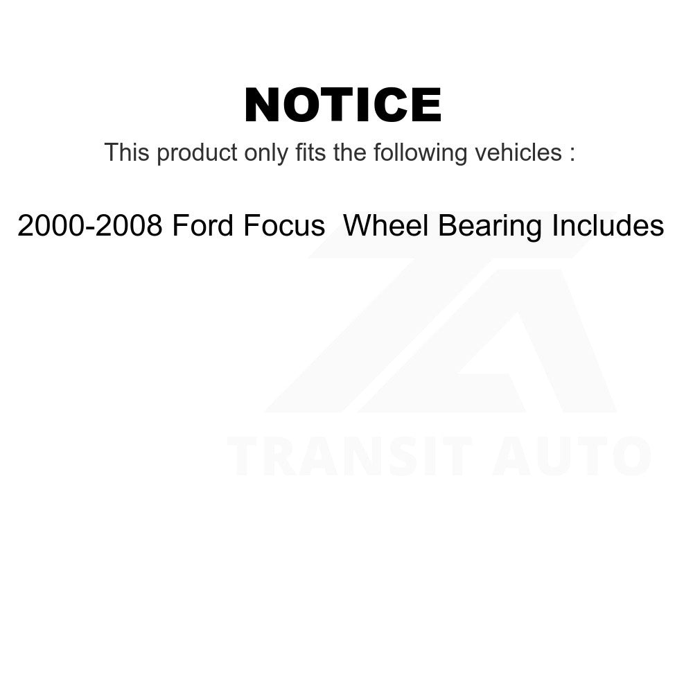 Rear Brake Drums Pair For 2000-2008 Ford Focus Wheel Bearing Includes