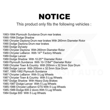 Load image into Gallery viewer, Front Rear Brake Rotor Drum Kit For Dodge Chrysler LeBaron Shadow Plymouth 600 &amp;