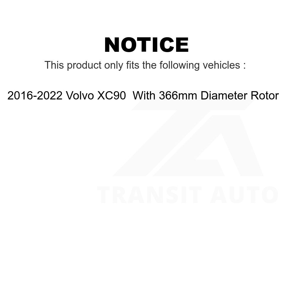 [Front] 16-22 Volvo XC90 With 366mm Diameter Front Rotor Premium OE Brake Rotor Kits For Max Braking