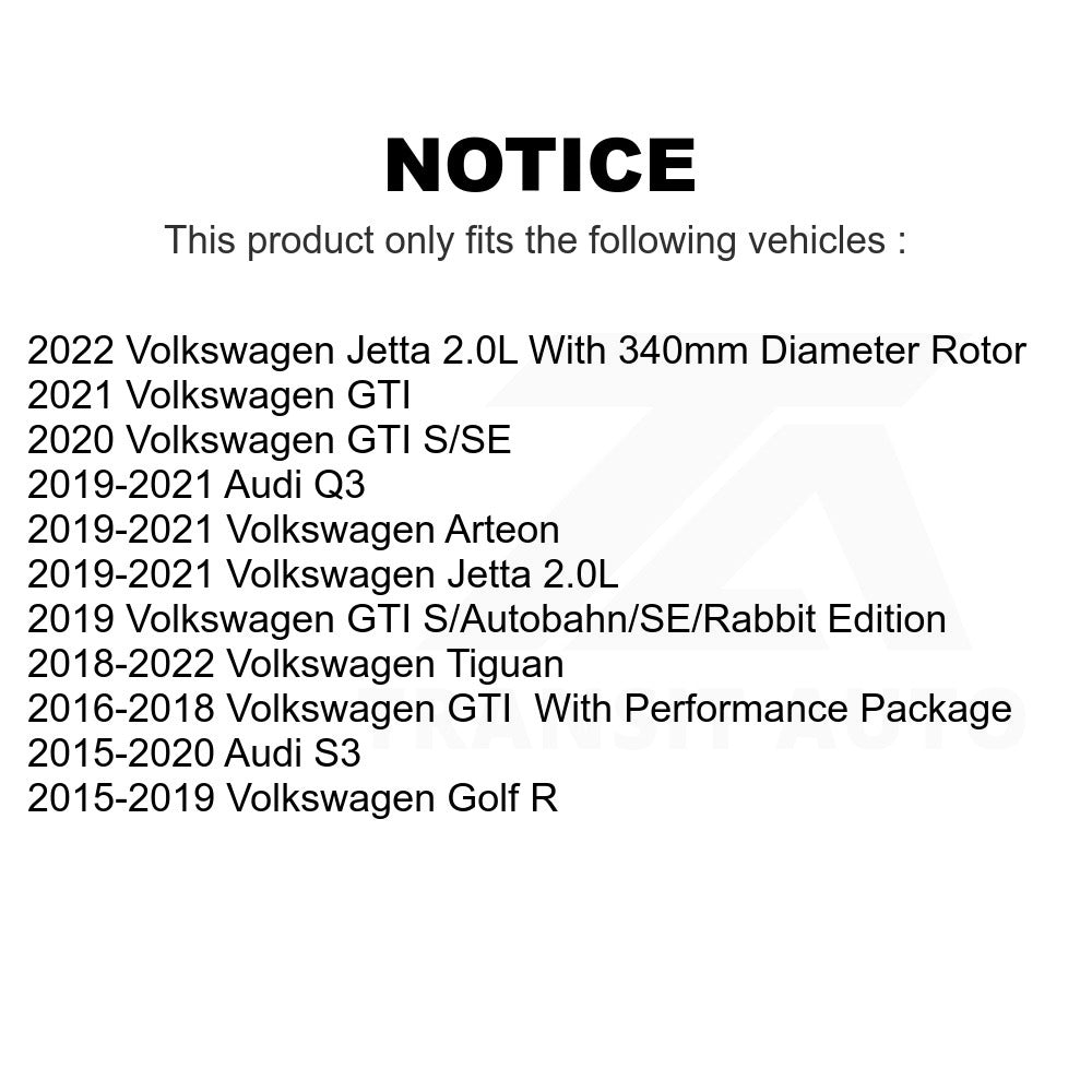 Front Brake Rotor Ceramic Pad Kit For Volkswagen Tiguan Jetta GTI Audi Golf R S3
