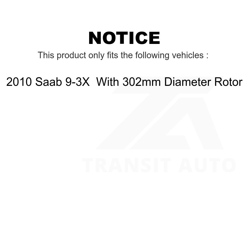 Front Brake Rotor & Ceramic Pad Kit For 2010 Saab 9-3X With 302mm Diameter
