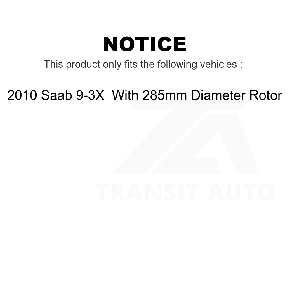 Front Brake Rotor & Ceramic Pad Kit For 2010 Saab 9-3X With 285mm Diameter