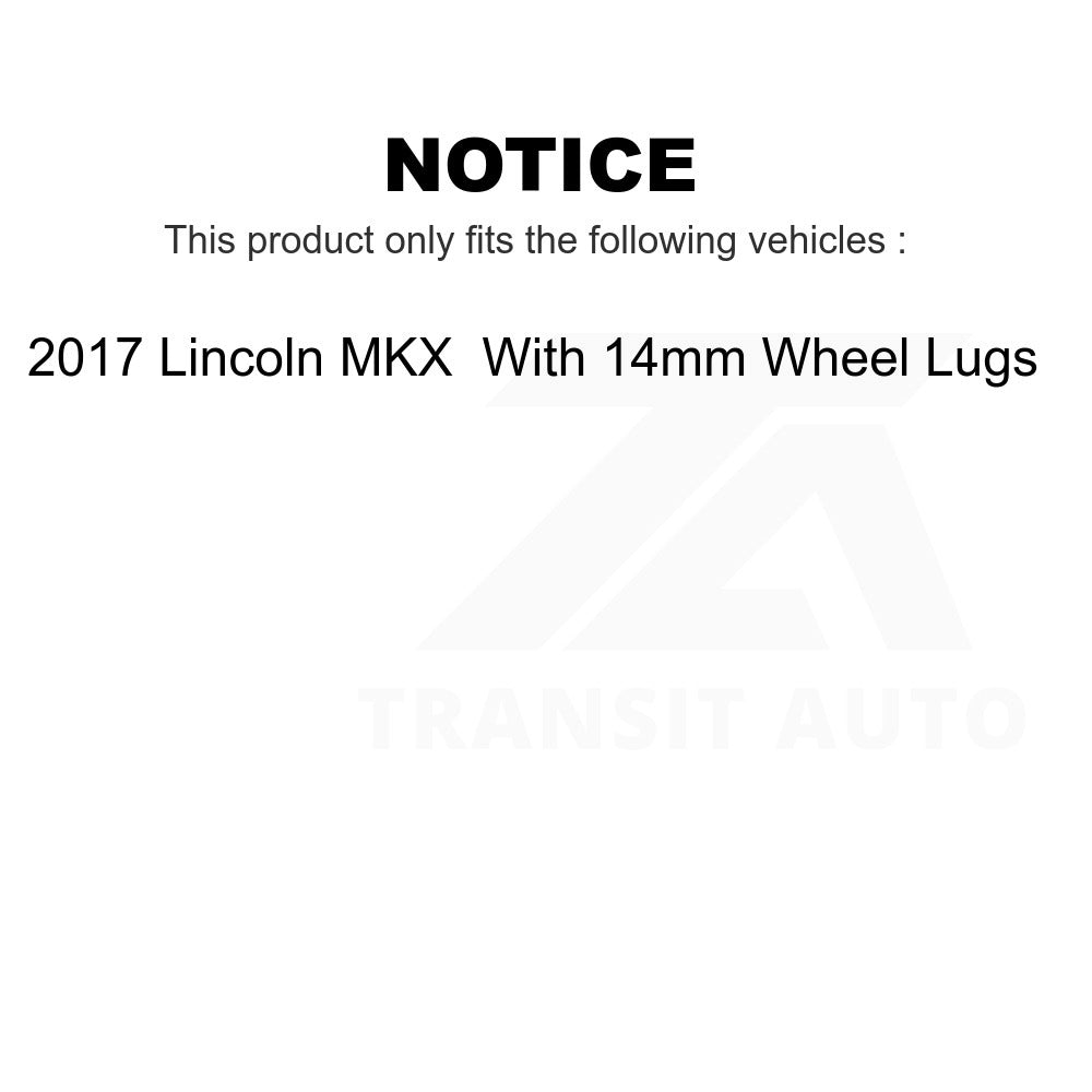 Front Rear Brake Rotor Ceramic Pad Kit For 2017 Lincoln MKX With 14mm Wheel Lugs