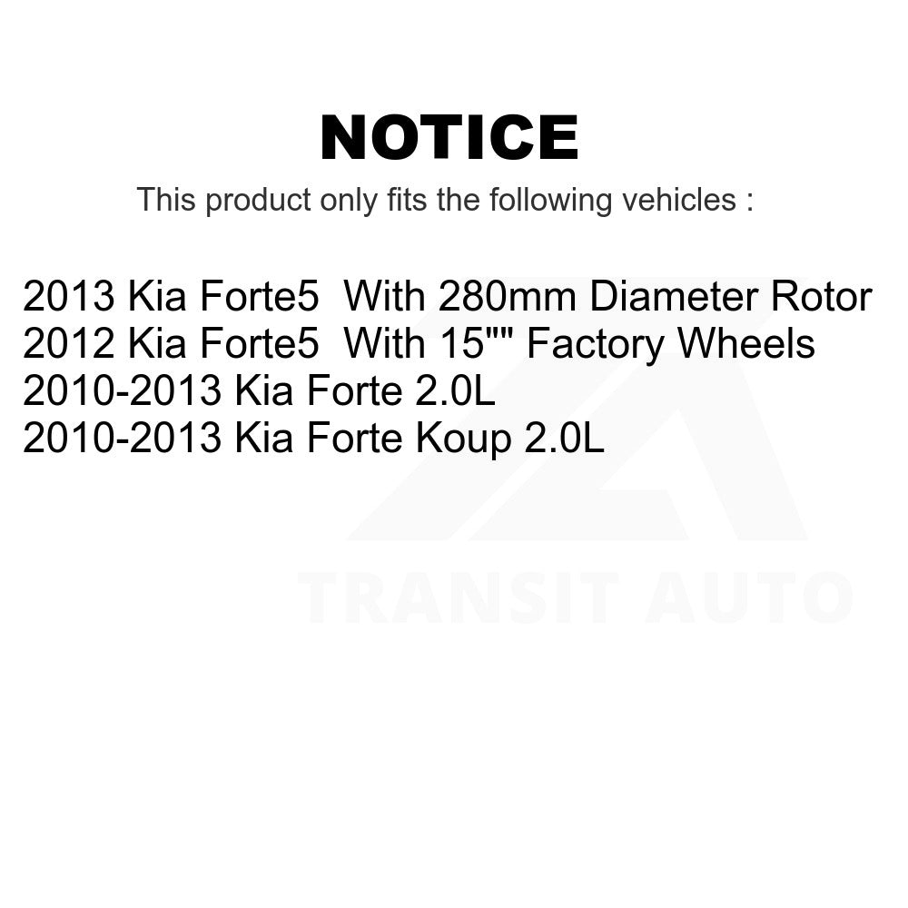 Kit de rotors de frein à disque avant et arrière et plaquettes en céramique, pour Kia Forte koup Forte5 