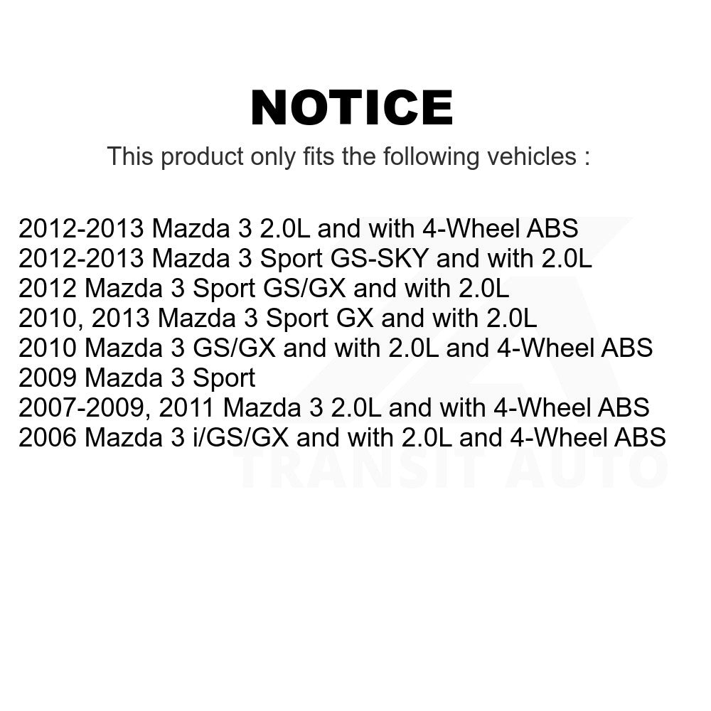 Front Rear Hub Bearing Coated Disc Brake Rotor Pads Kit (10Pc) For Mazda 3 Sport