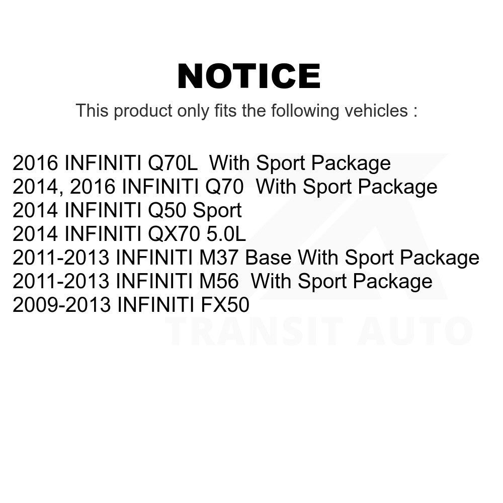 Front Rear Ceramic Brake Pads Parking Shoe Kit For INFINITI Q50 M37 QX70 Q70 M56