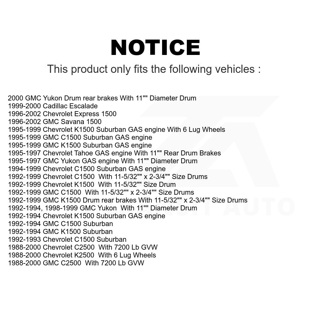 Front Rear Semi-Metallic Brake Pads Drum Shoes Kit For Chevrolet C1500 K1500 GMC
