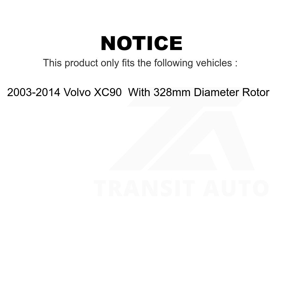 Front Coated Brake Rotor Pair For 2003-2014 Volvo XC90 With 328mm Diameter