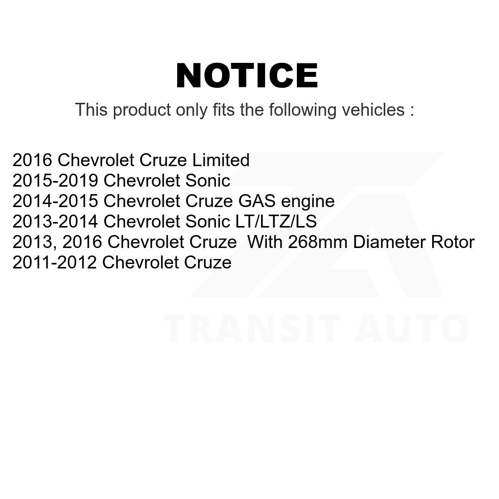 Front Rear Coated Disc Brake Rotors Kit For Chevrolet Cruze Sonic Limited
