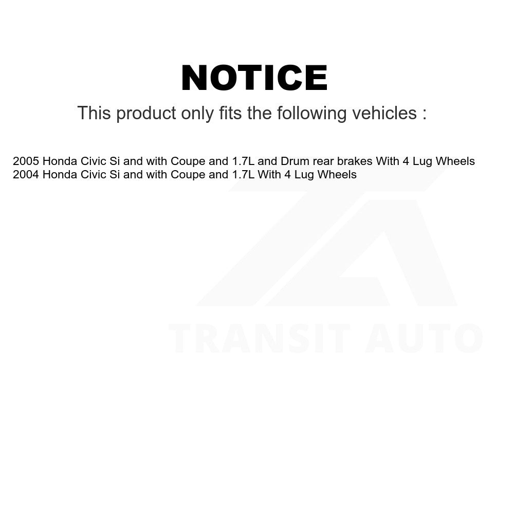 Front Rear Disc Brake Rotors Ceramic Pad & Coated Drum Kit (9Pc) For Honda Civic