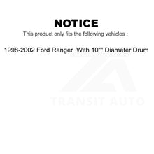 Load image into Gallery viewer, Rear Coated Brake Drum Shoe Kit For 1998-2002 Ford Ranger With 10&quot; Diameter