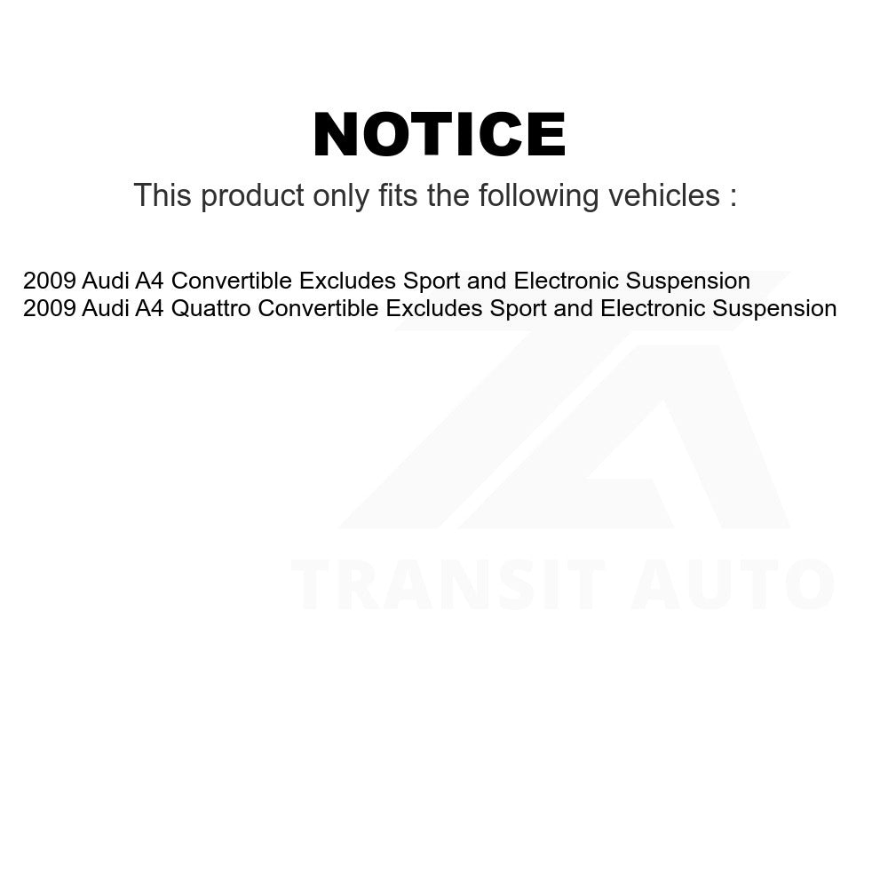 Front Shock Assembly And TOR Link Kit For 2009-2009 Audi A4 Quattro Convertible