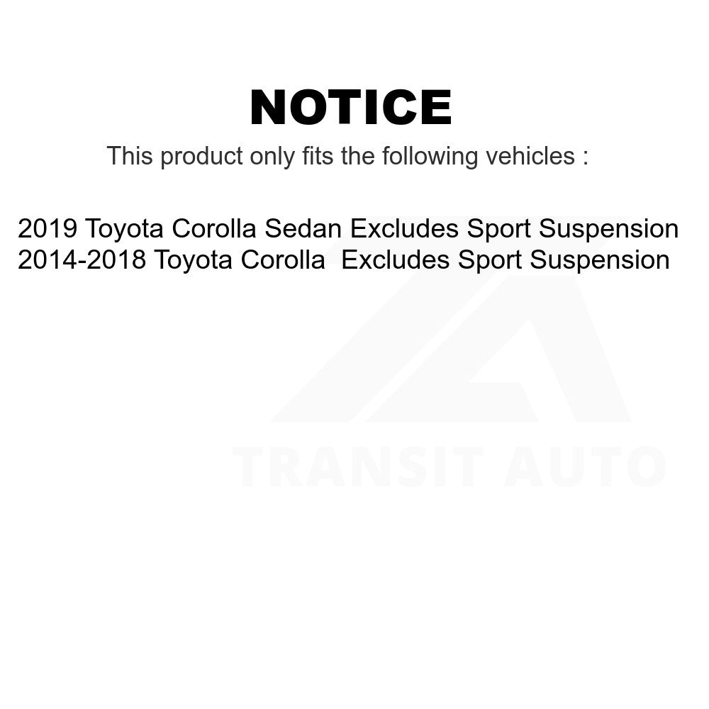 Front Shock Assembly & TOR Link Kit For Toyota Corolla Excludes Sport Suspension