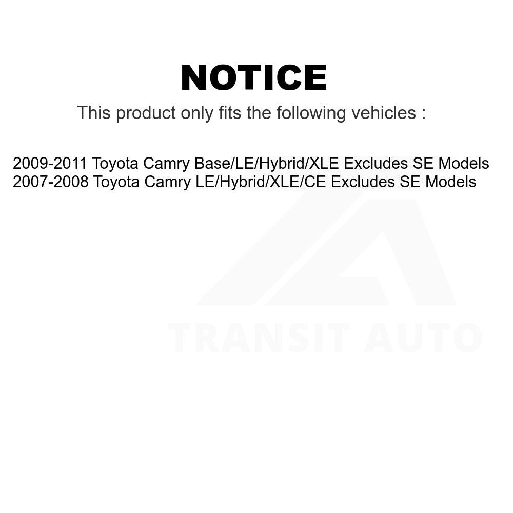 Front Complete Shock Assembly & TOR Link Kit For Toyota Camry Excludes SE Models