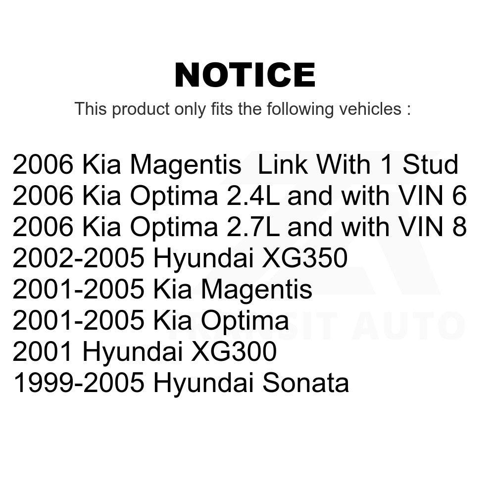 Front Suspension Control Arm & Ball Joint Link Kit For Hyundai Sonata Kia Optima