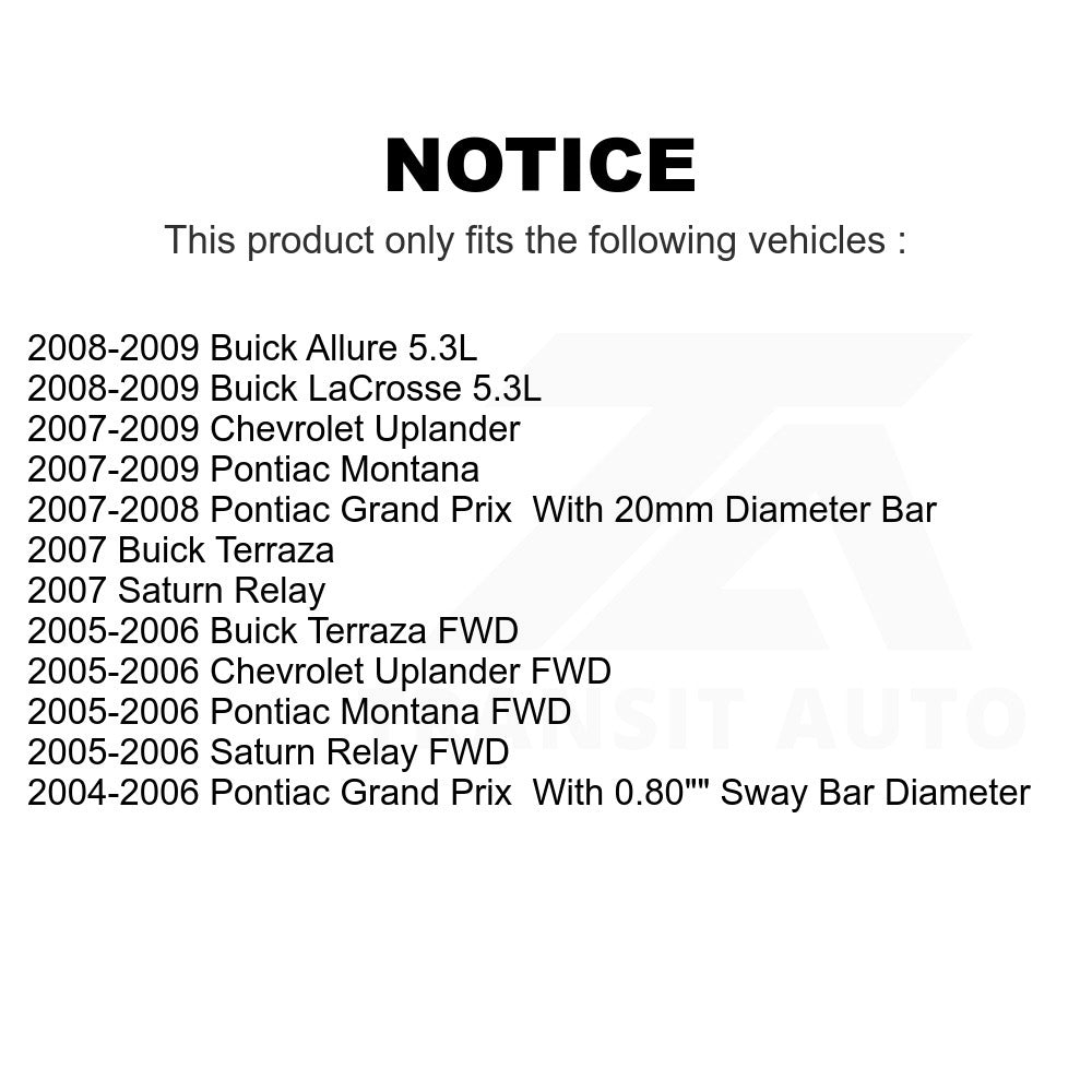 Front Suspension Bar Link Pair For Pontiac Grand Prix Chevrolet Uplander Buick