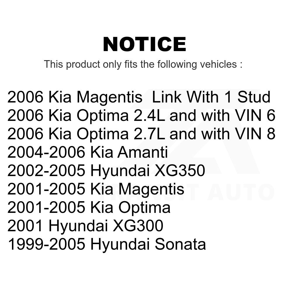 Front Suspension Bar Link Pair For Hyundai Sonata Kia Optima XG350 Amanti XG300