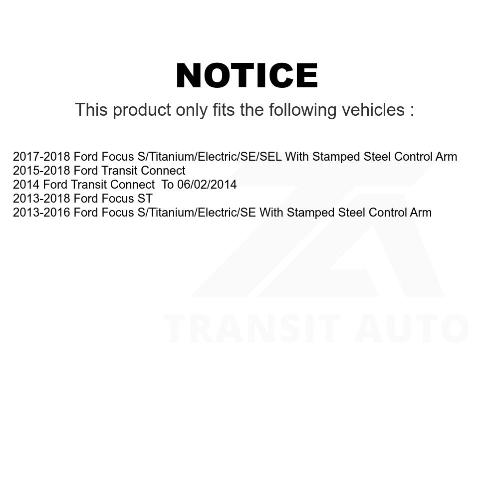 Kit de liaison d'extrémité de biellette de direction, bras de commande avant et rotule (8 pièces) pour Ford Focus Transit 