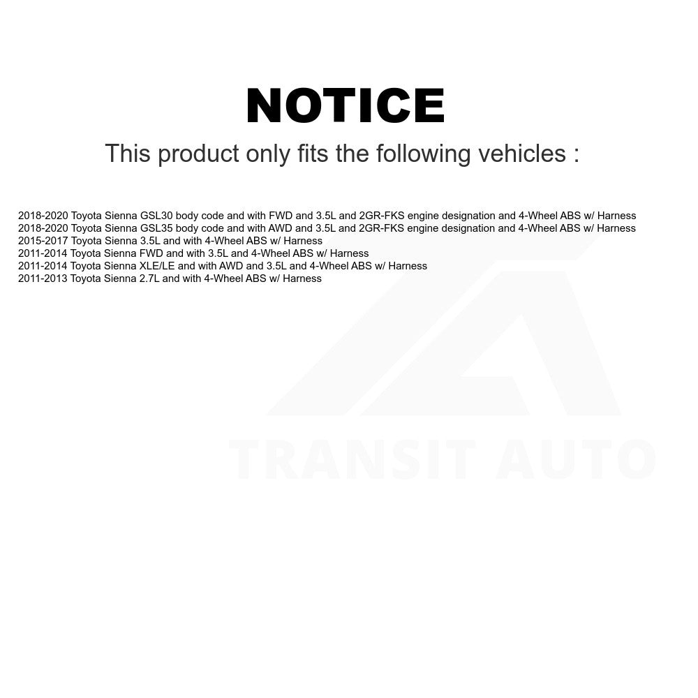 Mpulse Front Left ABS Wheel Speed Sensor SEN-2ABS0897 For Toyota Sienna